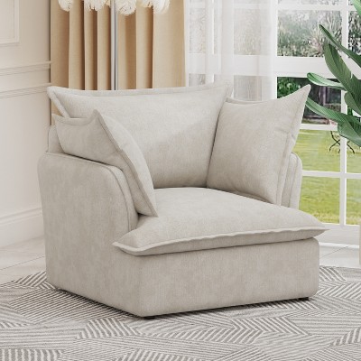 38"/94"W 1/3/4-Seater Chenille Sofa Cloud Sofa Accent Chair Armchair Comfortable Seating with Pillows-ModernLuxe