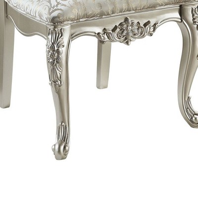 Bently Beige Jacquard Upholstered Side Chair with Floral Moldings