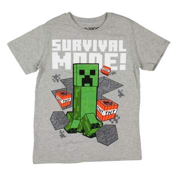 Minecraft Boys' Creeper TNT Survival Mode Graphic Print T-Shirt