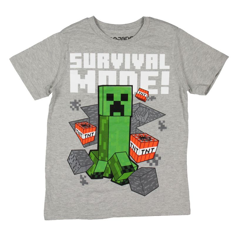 Minecraft Boys' Creeper TNT Survival Mode Graphic Print T-Shirt, 1 of 4