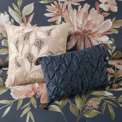 Camillia Queen Blush Floral Cotton 8-Piece Comforter Set