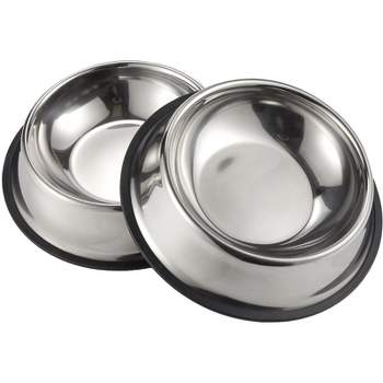 Juvale Stainless Steel Dog Bowls - Set of 2 Large Pet Food and Water Dish Bowls, Ideal for Large Dogs - Silver, 10 In Diameter