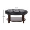 32" Round Contemporary Ottoman Bench with Open Storage Shelf for Living Room -3irtyhousy - 4 of 4