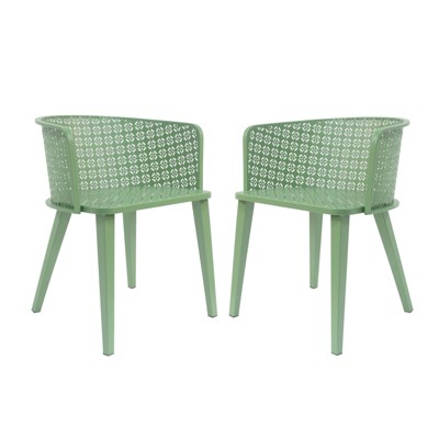 VisioGear Dining Chair, 2-Piece Patio Chairs for Garden, Balcony, Green, 22.25"*21.5"*28.25"