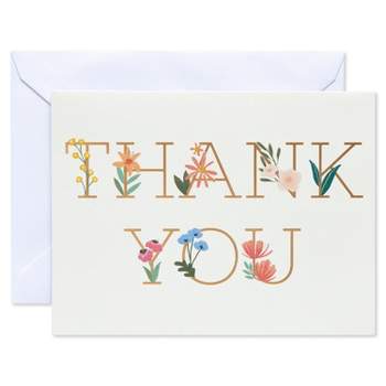 50ct Blank Thank You Cards Floral : Target