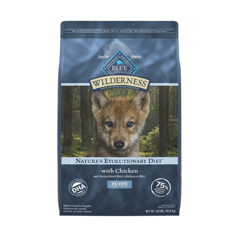 Blue Buffalo Wilderness High Protein Natural Puppy Dry Dog Food plus Wholesome Grains with Chicken - 24lbs, 1 of 11