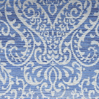 Waverly Blue Damask Washable Synthetic Area Rug, 8' x 10'