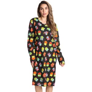 Just Love Womens Nightgown - Long Sleeve Henley Oversized Sleepwear Gown - 1 of 3