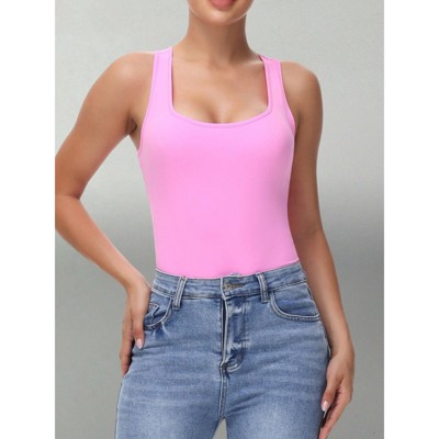 Clotth Women's Square Neck Bodysuit – Sleeveless Racerback Thong Tank Top, Sexy & Comfortable For Everyday