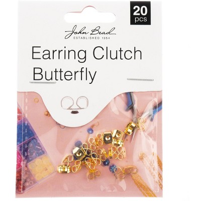 John Bead Must Have Findings Metal Gold 6x3mm Butterfly Earring Clutches for Jewelry Making Findings, 20 Pieces