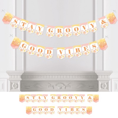 Big Dot of Happiness Stay Groovy - Boho Hippie Party Bunting Banner - Party Decorations - Stay Groovy and Good Vibes
