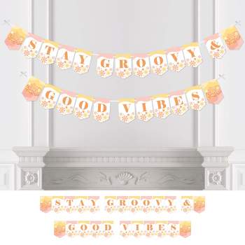 Big Dot of Happiness Stay Groovy - Boho Hippie Party Bunting Banner - Party Decorations - Stay Groovy and Good Vibes