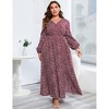 Long Sleeves Wrap Maxi Dress for Women High Waist Side Split Casual Dresses - 2 of 4