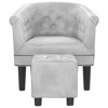 VidaXL Tub Chair with Footstool Silver Faux Leather - 3 of 4