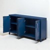 4-Door Sideboard Buffet Cabinet with Honeycomb Patterned MDF Doors, Vintage Metal Handles, Painted Finish, Ample Storage for Dining Room, Kitchen - 2 of 4