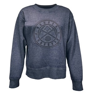NBA Denver Nuggets Women's Embossed Crew Neck Fleece Sweatshirt - 1 of 4