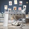 Infans Twin over Twin Bunk Wooden Low Bed with Slide Ladder for Kids Grey - 4 of 4