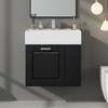 Lyngins 21.8" Wall-Mounted Floating Bathroom Vanity with Sink, Minimalist Bathroom Storage Cabinet with 2-Tier Adjustable Shelves + Pine TP Holder - 2 of 4