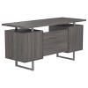 Vynxaria 1pc Contemporary 60-inch 2-drawer Computer Desk White High Gloss Home Office Silver Finish Metal Base Weathered Gray - 4 of 4