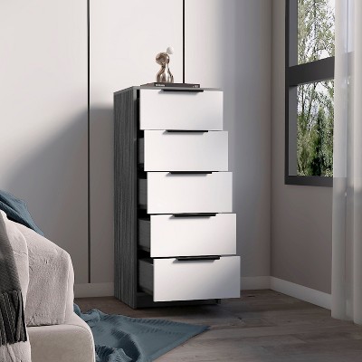 NicBex 5-Drawer Narrow Dresser Compact Storage Cabinet for Small Spaces, 5kg/Drawer Capacity, Smooth Pull-Out Mechanism for Bedroom/Closet