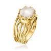 Ross-Simons 9x11mm Bezel-Set Cultured Pearl Multi-Row Ring in 18kt Gold Over Sterling - 3 of 4