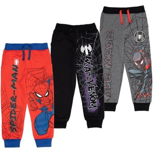 Marvel Avengers Spider-Man Venom Iron Man Thor Fleece 3 Pack Jogger Pants Toddler to Big Kid - 1 of 4