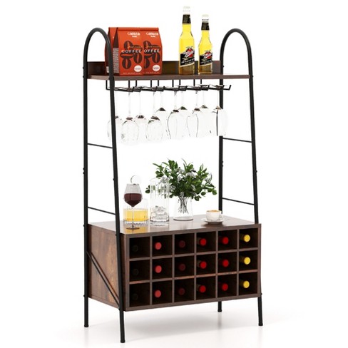 Tangkula Rack Table Coffee Bar Cabinet Freestanding Liquor Stand Glass  Holder : Target