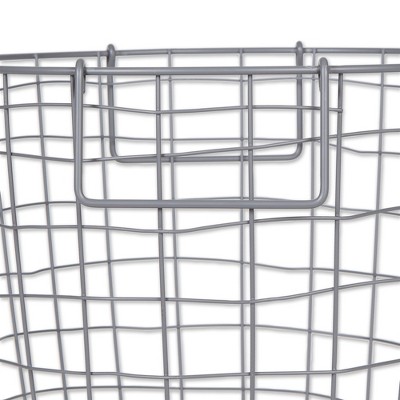 Cool Gray Round Metal Storage Basket 14"x14"x12"