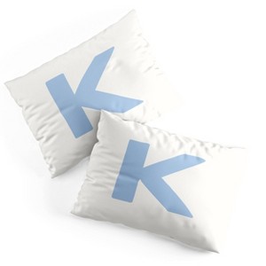 Deny Designs Standard April Lane Art Block Blue Monogram K Microfiber Printed Pillow Sham - 1 of 3