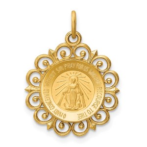 Black Bow Jewelry 14k Yellow Gold Filigree Miraculous Medal Pendant, 19mm (3/4 Inch) - 1 of 4