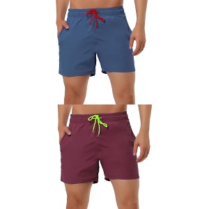 Lars Amadeus Men's Summer Beach Solid Bathing Suit Drawstring Waist Swim Shorts 2 Packs - 1 of 4