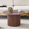 NicBex Natural Wood Pattern Round Coffee Table with Cylindrical Leg,Modern Rustic Charm Center Table for Living Room,Walnut - 2 of 4