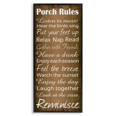 Stupell Industries Porch Rules Country Rustic, 10" x 24"