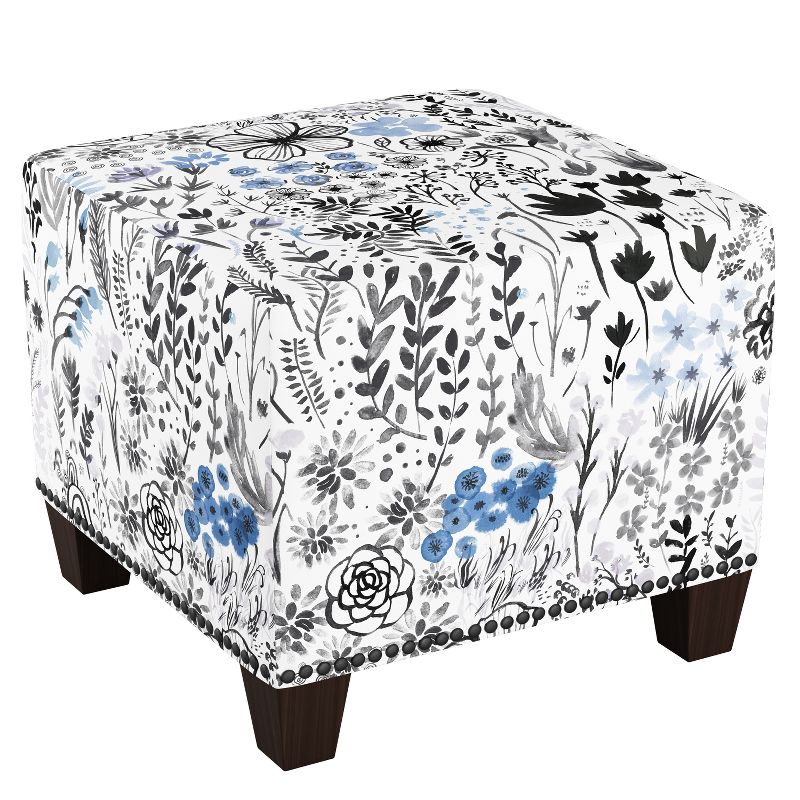 Skyline Furniture Square Nail Button Ottoman Patterned, 1 of 5
