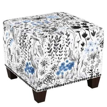 Skyline Furniture Square Nail Button Ottoman Patterned