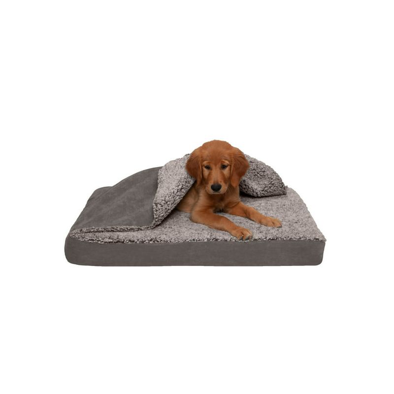 FurHaven Berber & Suede Blanket Top Cooling Gel Top Dog Bed, 1 of 4