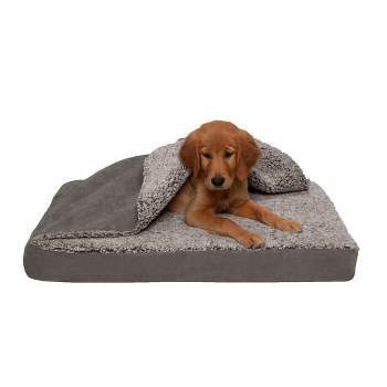 FurHaven Berber & Suede Blanket Top Cooling Gel Top Dog Bed