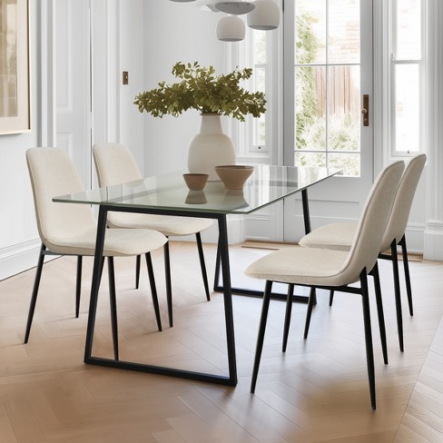 Mona oslo Rectangular Glass Dining Table Set For 4 With Chairs 5 Piece Rectangle Dining Set With 4 Upholstered Armless Chairs maison Boucle Target