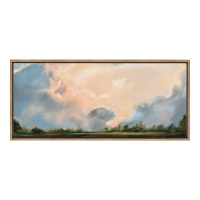 Sylvie Clouds Framed Canvas Skyline Art in Gold Frame