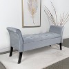 Simple Relax Upholstered Storage Bench with Flared Arms in Silver and Black - 2 of 4