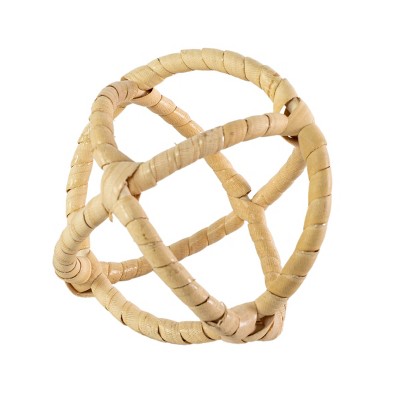 Wrapped Orb Decorative Ball Metal & Rattan - Foreside Home & Garden