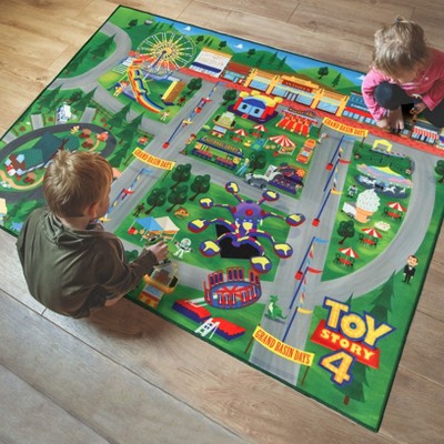 Pixar Toy Story 4 Carnival Multi Colored Digitally Printed Youth Game Area Rug, 4x6