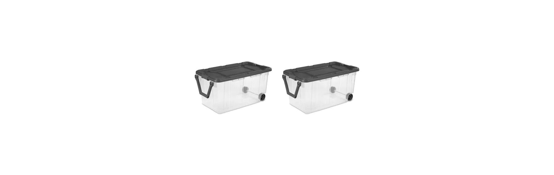 Racxily 2 Pack Extra Large Storage Bin, 160 Quart Wheeled Clear Plastic Storage Container with Handle