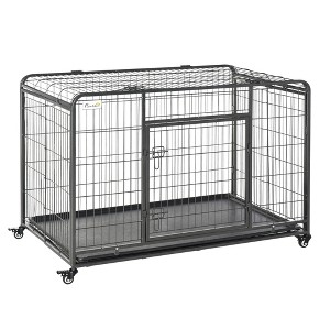 PawHut Folding Design Heavy Duty Metal Dog Cage Crate & Kennel with Removable Tray and Cover, & 4 Locking Wheels, Indoor/Outdoor - 1 of 4