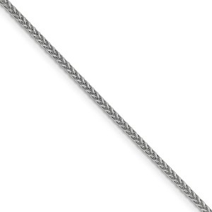 Black Bow Jewelry 2mm, 14k White Gold Hollow Wheat Chain Necklace - 1 of 4