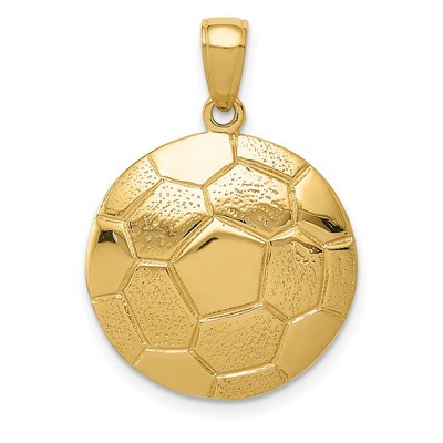 Black Bow Jewelry 14k Yellow Gold Soccer Ball Pendant, 18mm
