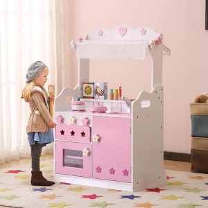 Whisen Kids Funnel 2 In 1 Pink Pretend Kitchen and Market Stal, Gift for Kids Age 3-8 - Pink - 1 of 4