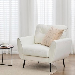 TYBOATLE Blue Leather Accent Chair, Tufted Mid-Century Armchair for Salon, Office, Living Room - 1 of 4