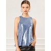INSPIRE CHIC Women's Party Shiny Sleeveless Keyhole Back Club Metallic Tank Top - 2 of 4