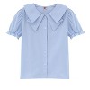 BLUEMING Girls Short Sleeve Peter Pan Collar Blouse Puff Sleeve Button Down Shirts Uniform Blouse for 3-12 Years - 4 of 4